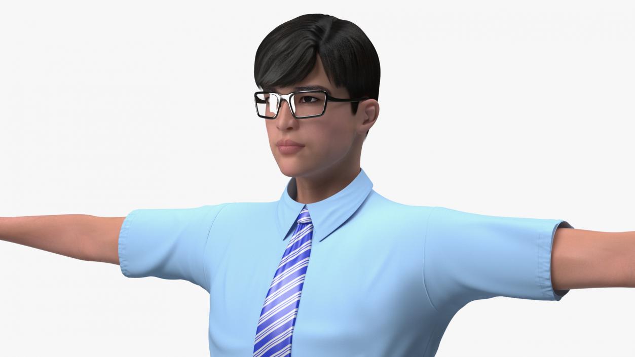 Chinese Schoolboy Rigged 3D model