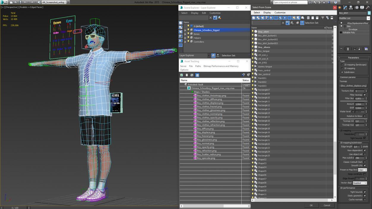 Chinese Schoolboy Rigged 3D model