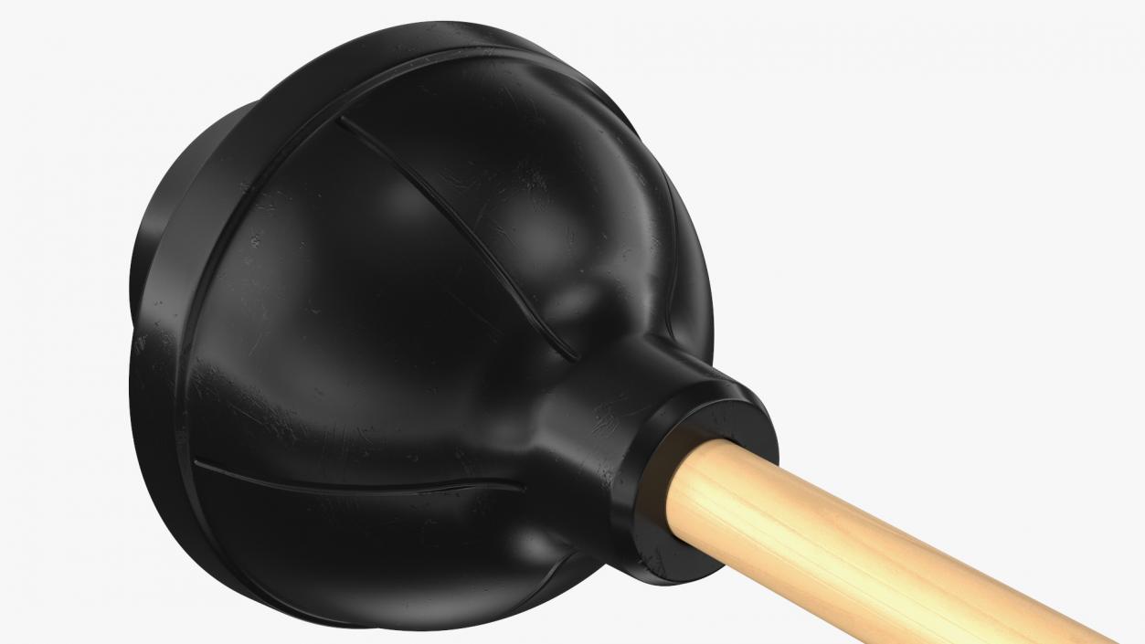 Heavy Duty Toilet Plunger with Wooden Handle 3D model