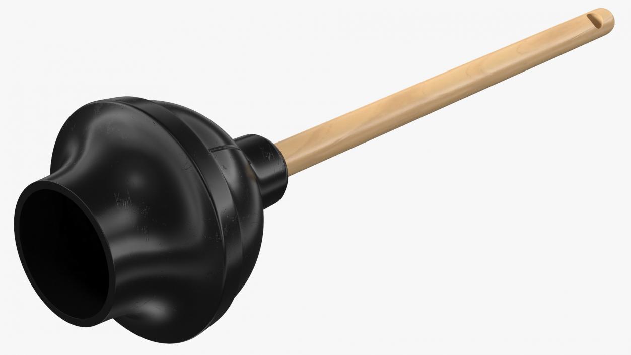 Heavy Duty Toilet Plunger with Wooden Handle 3D model