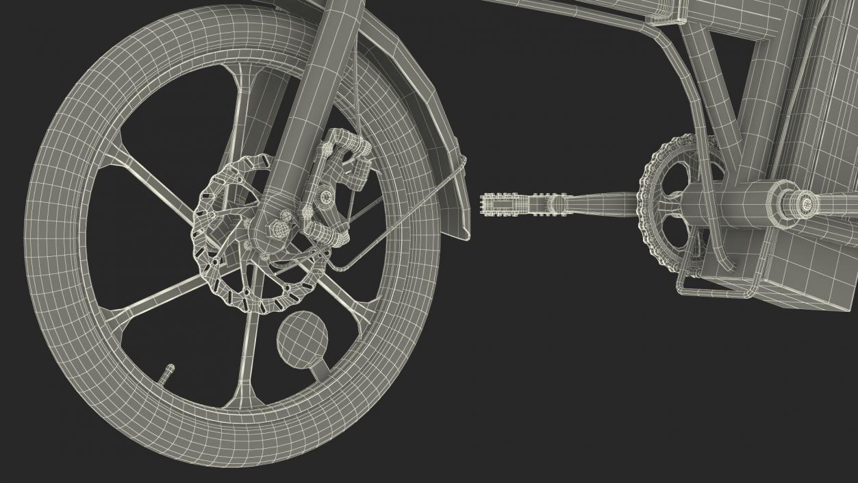 3D Cyclist on Foldable Red E-Bicycle model