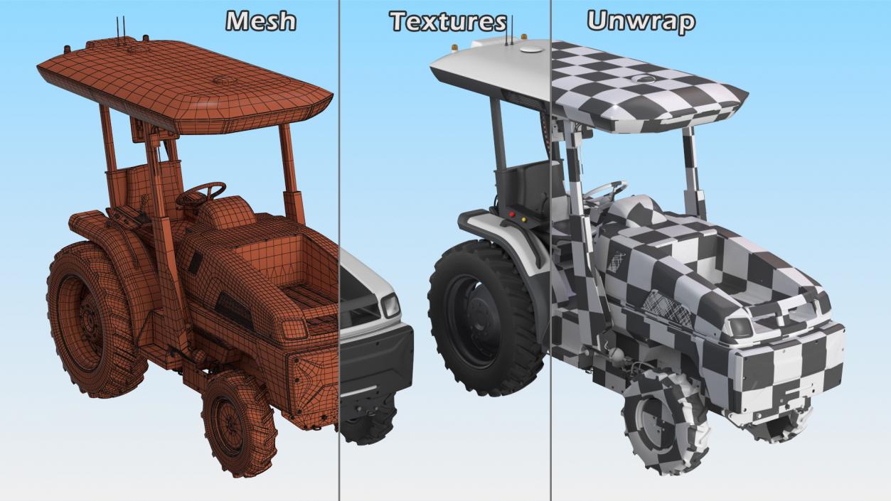 Autonomous Electric Tractor Rigged 3D model