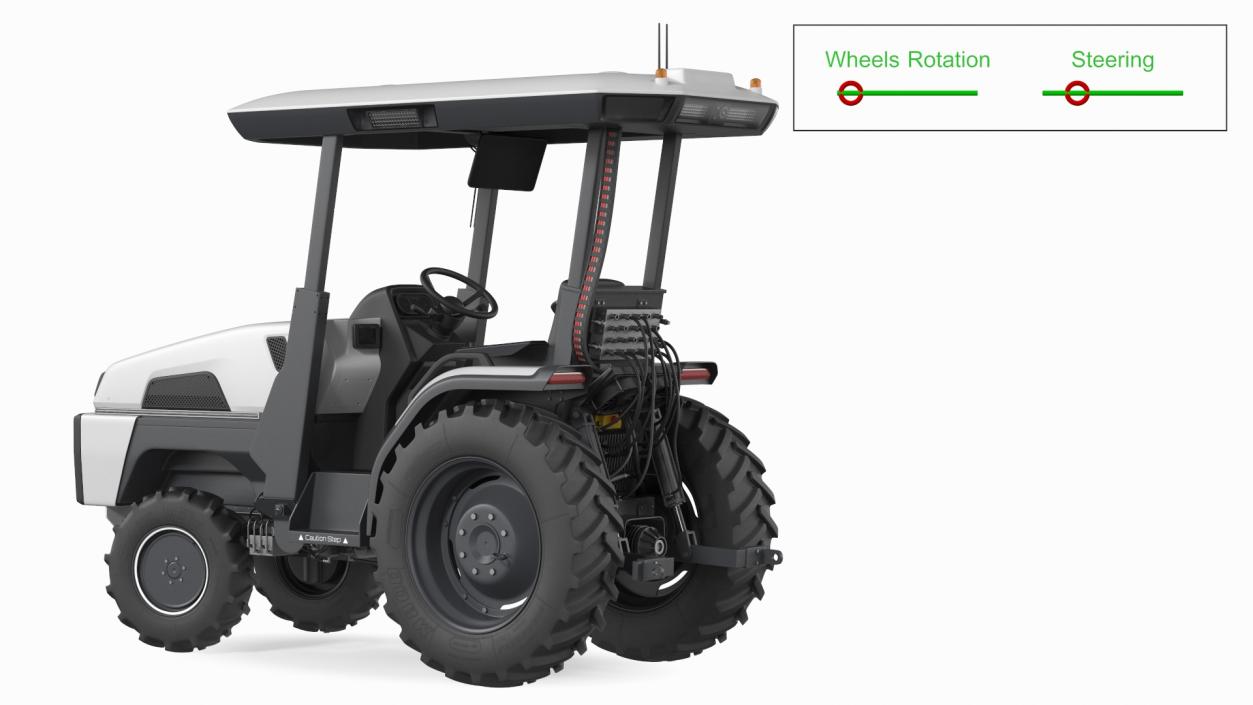 Autonomous Electric Tractor Rigged 3D model