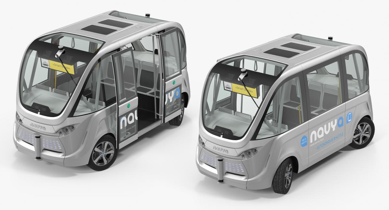 3D Rigged Self Driving Buses 3D Models Collection