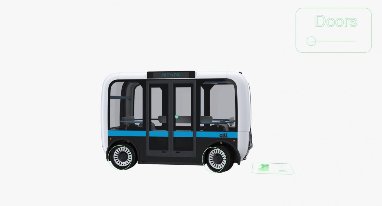 3D Rigged Self Driving Buses 3D Models Collection