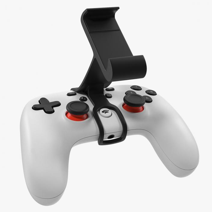 Google Stadia Controller with Phone Mount White 3D