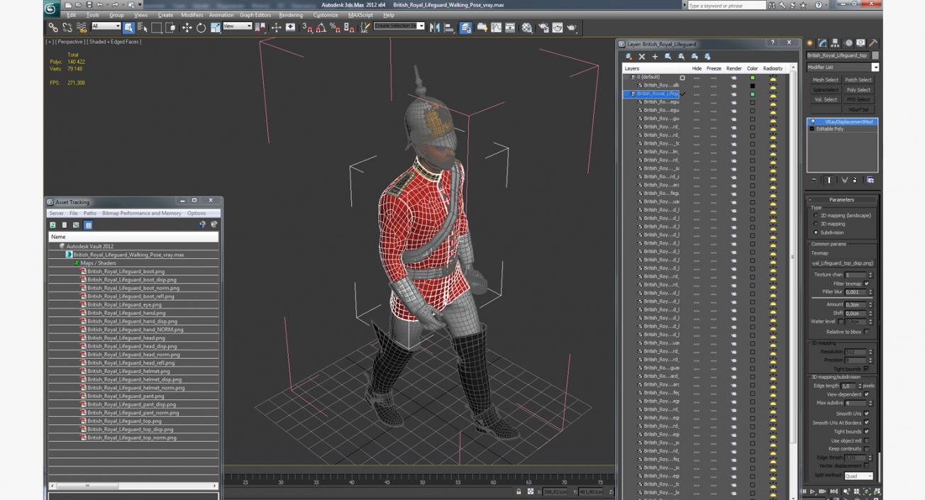 3D British Royal Lifeguard Walking Pose