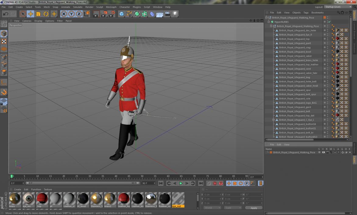 3D British Royal Lifeguard Walking Pose