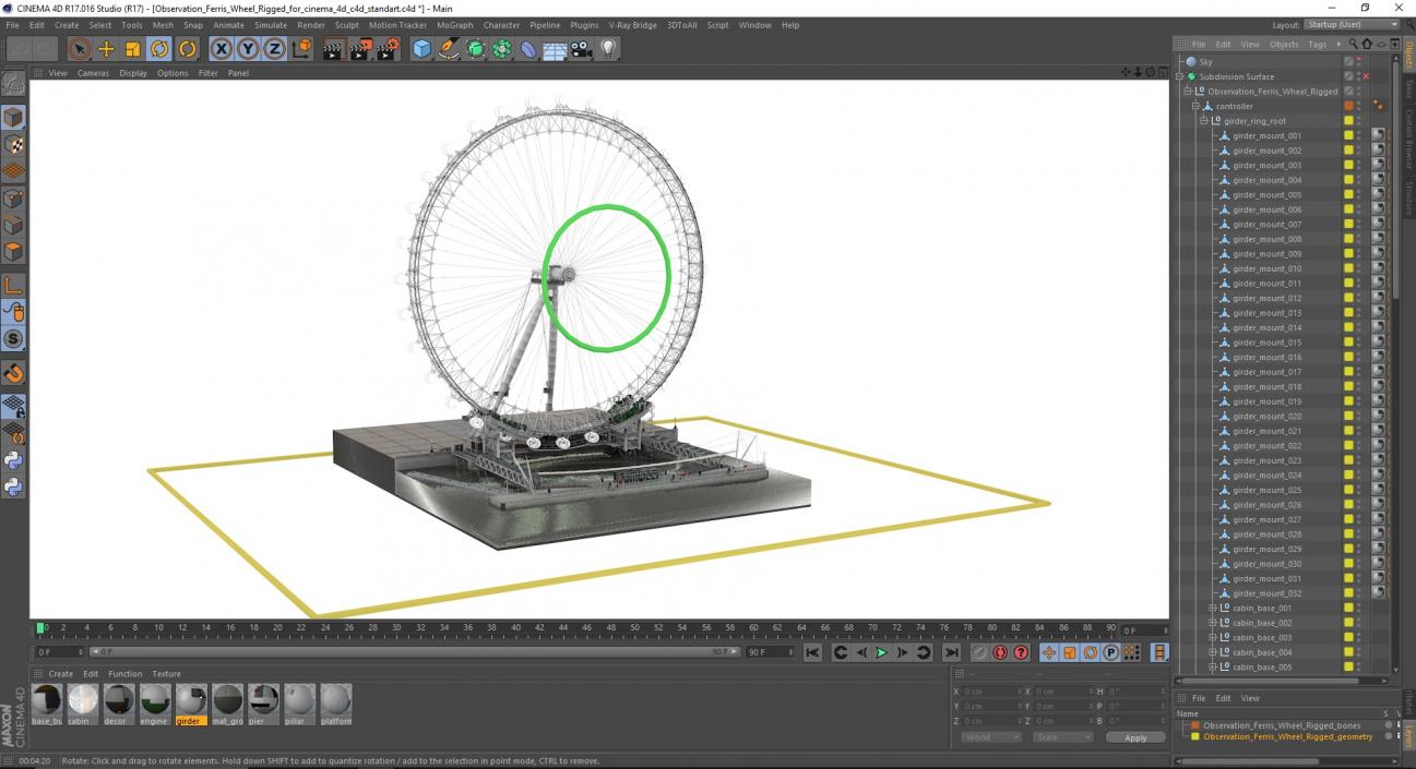 3D model Observation Ferris Wheel Rigged for Cinema 4D