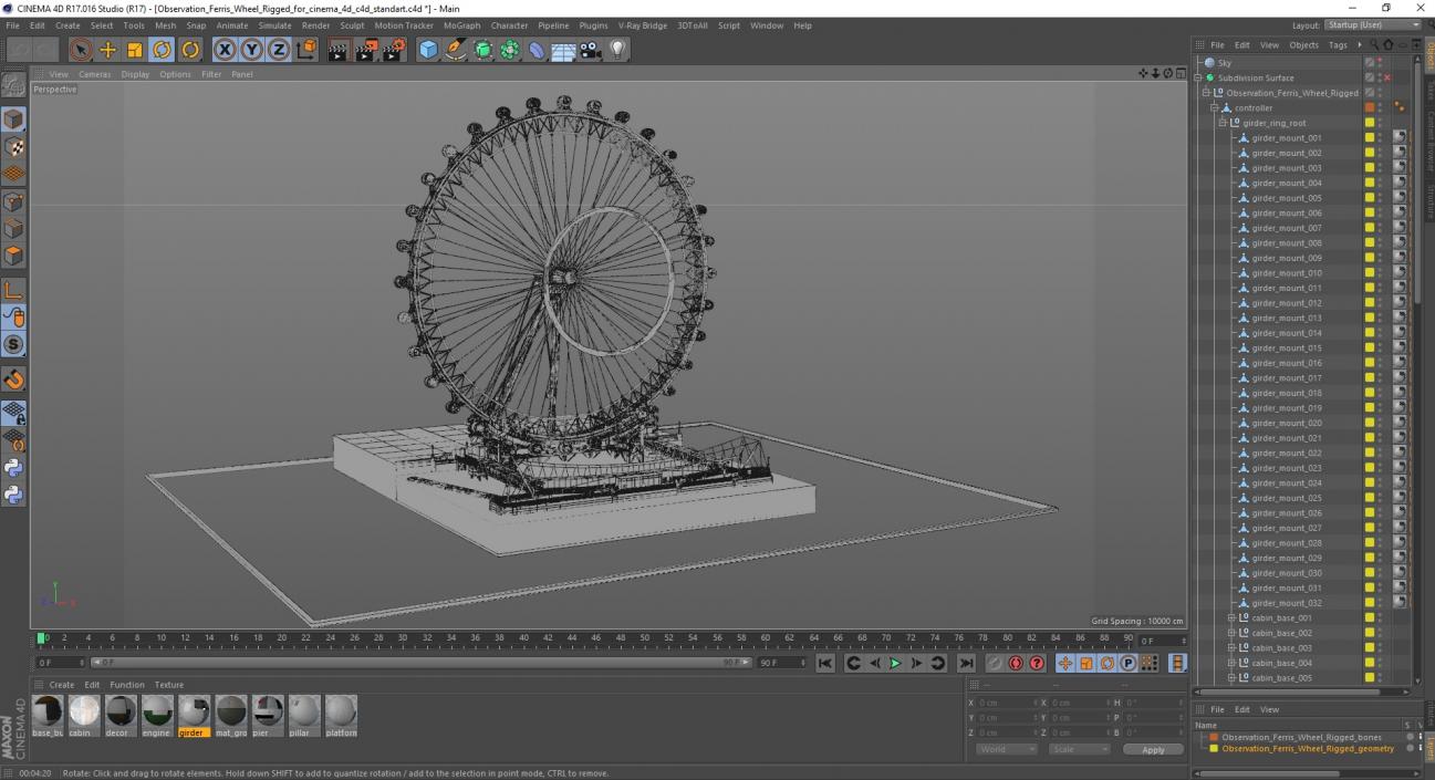 3D model Observation Ferris Wheel Rigged for Cinema 4D