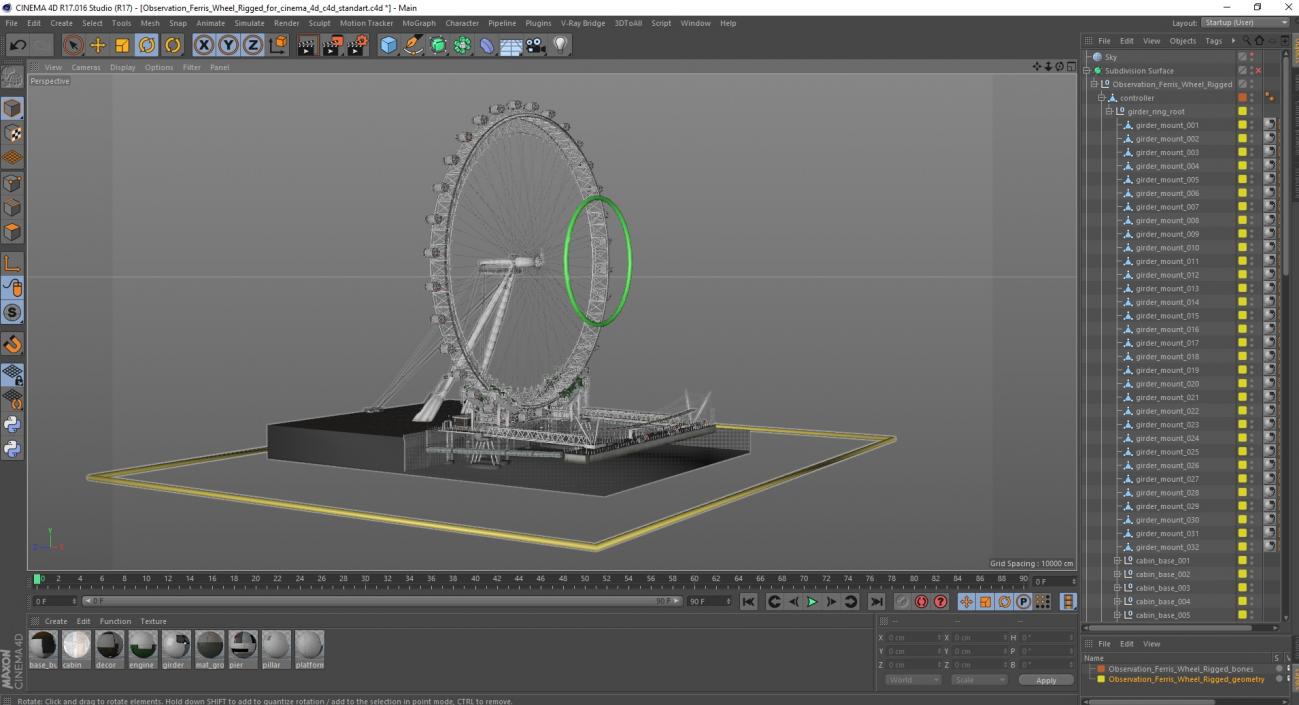 3D model Observation Ferris Wheel Rigged for Cinema 4D