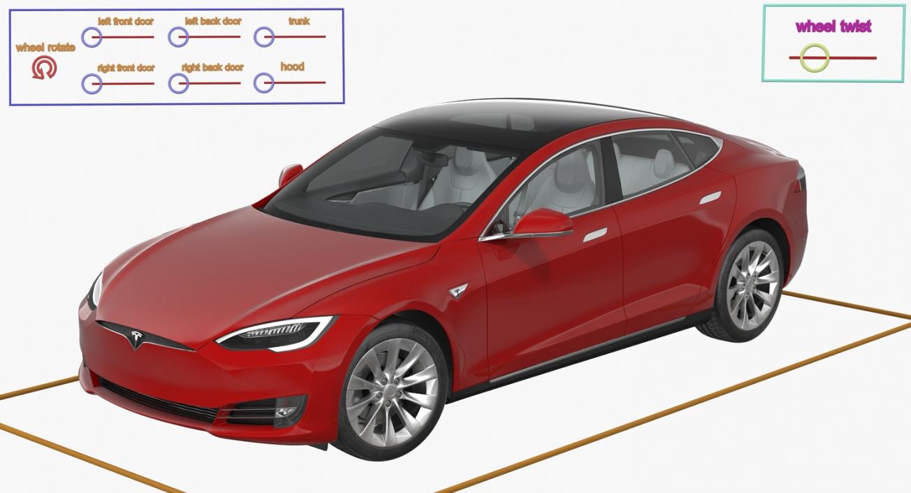 Tesla Model S 90D 2017 Rigged 3D model