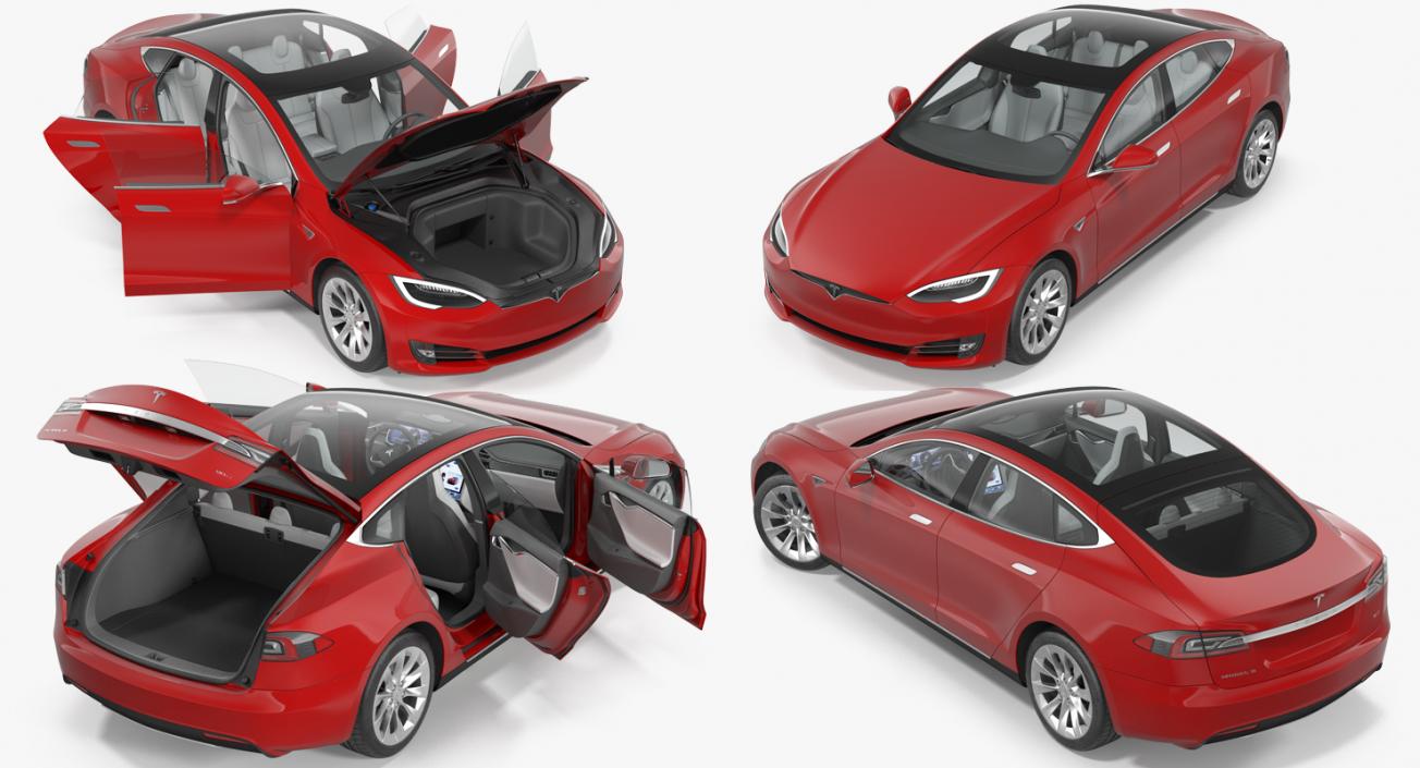 Tesla Model S 90D 2017 Rigged 3D model