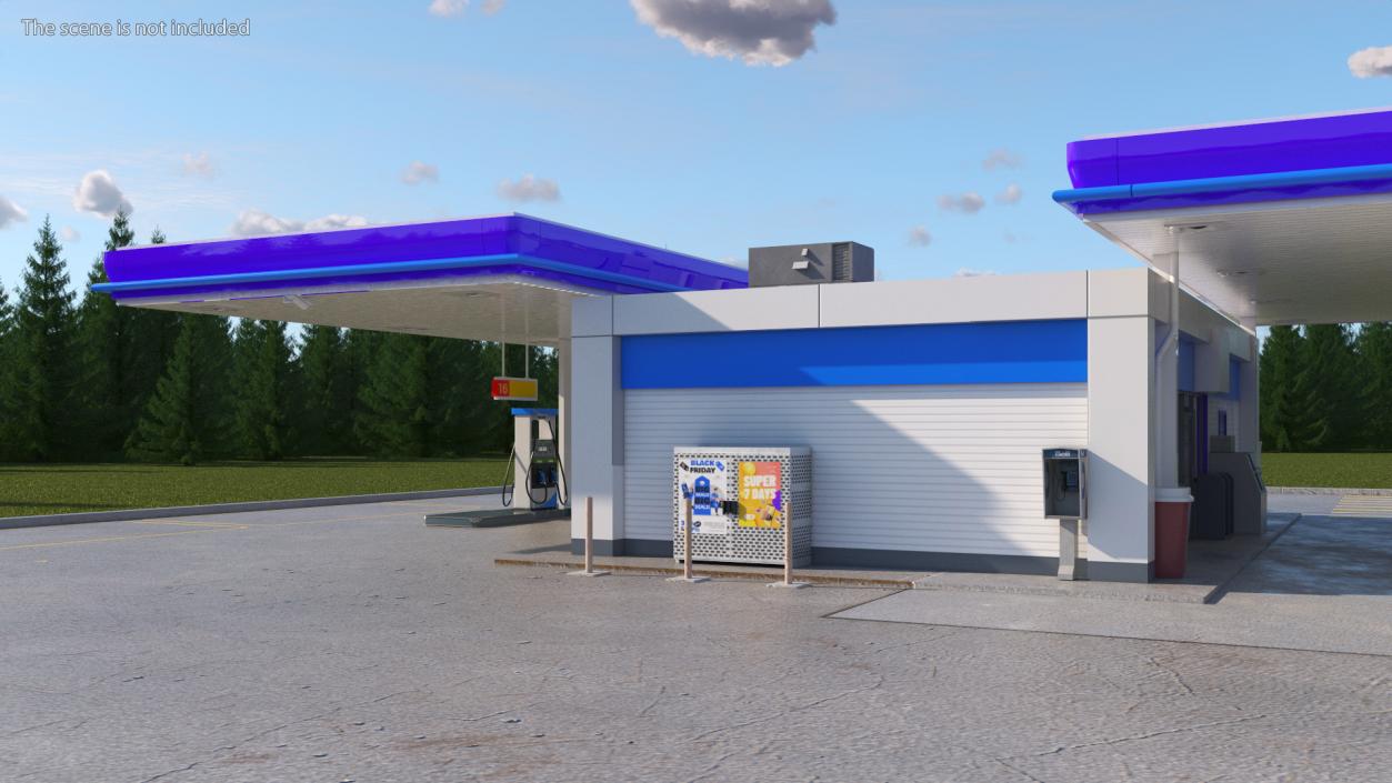 Large Gas Station Blue 3D