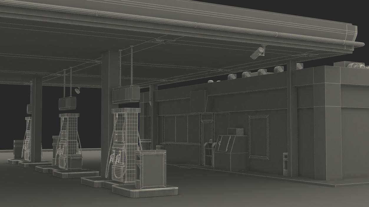 Large Gas Station Blue 3D