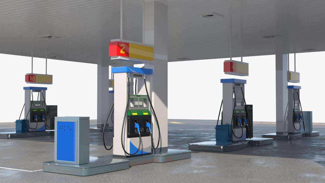 Large Gas Station Blue 3D