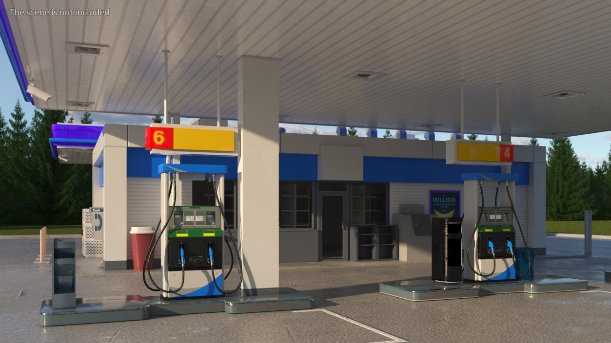 Large Gas Station Blue 3D