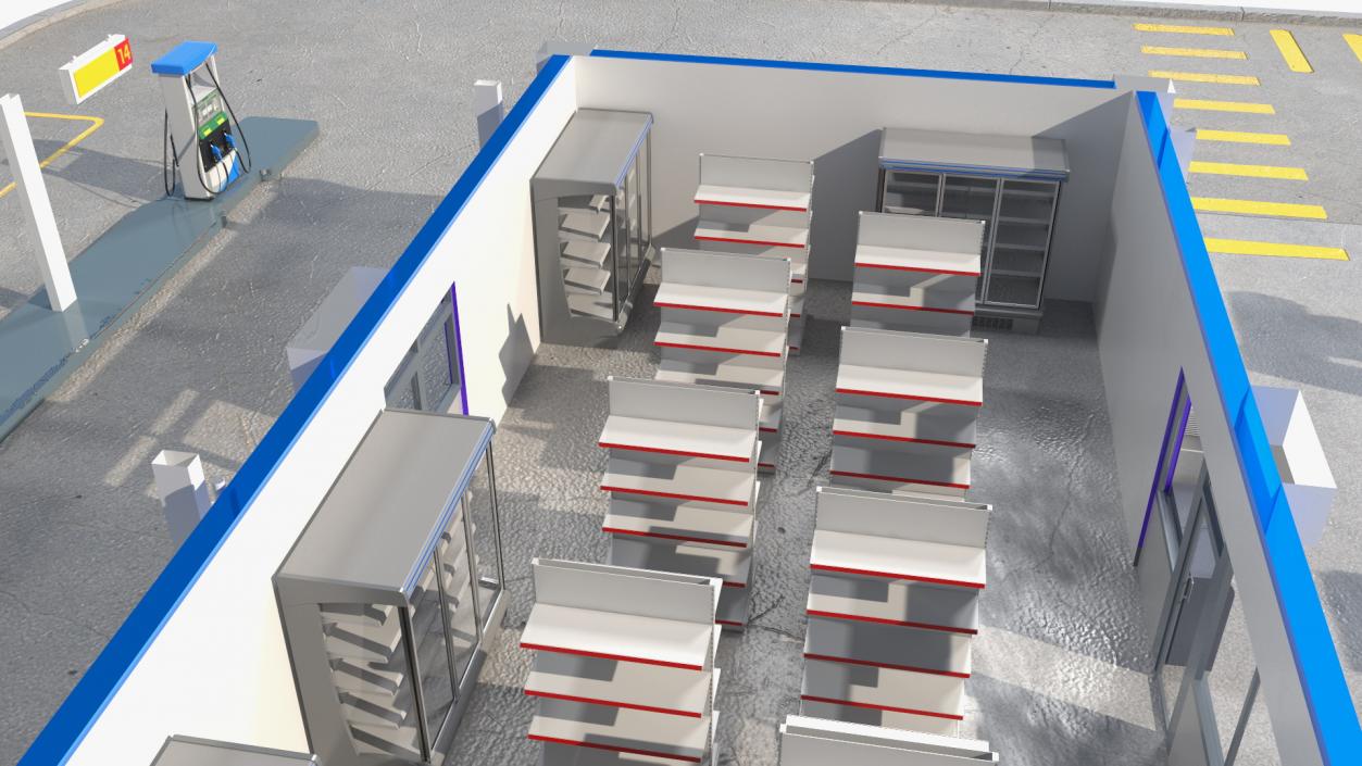 Large Gas Station Blue 3D