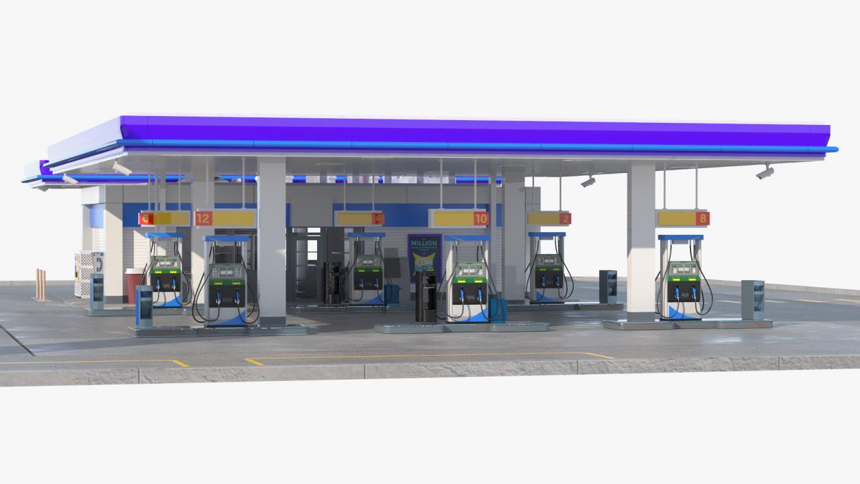 Large Gas Station Blue 3D