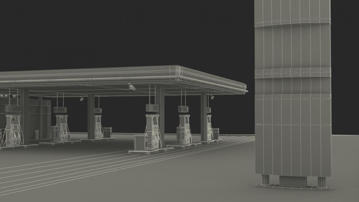 Large Gas Station Blue 3D