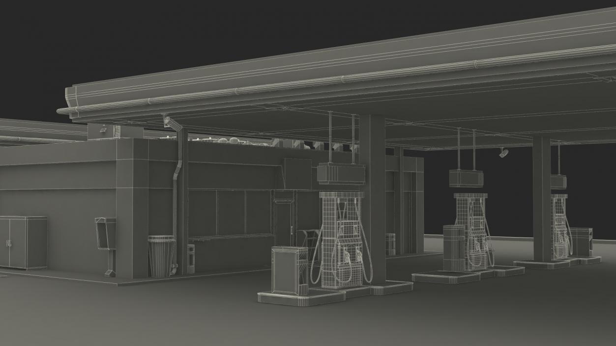 Large Gas Station Blue 3D