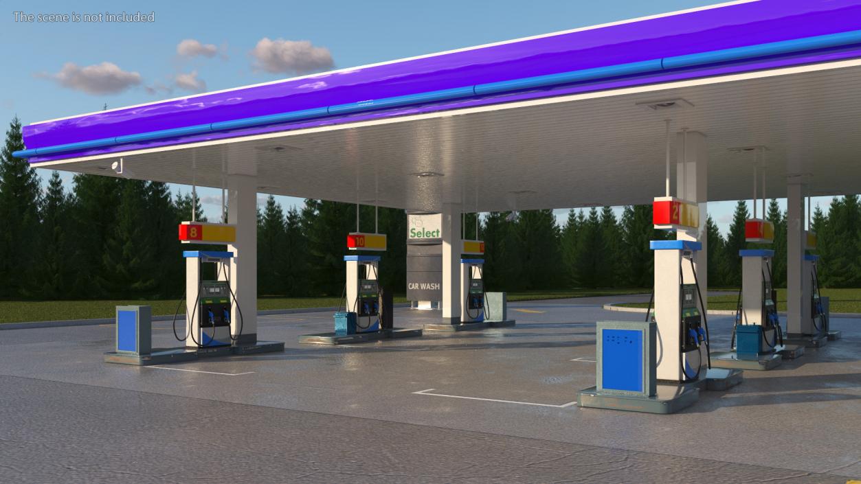 Large Gas Station Blue 3D