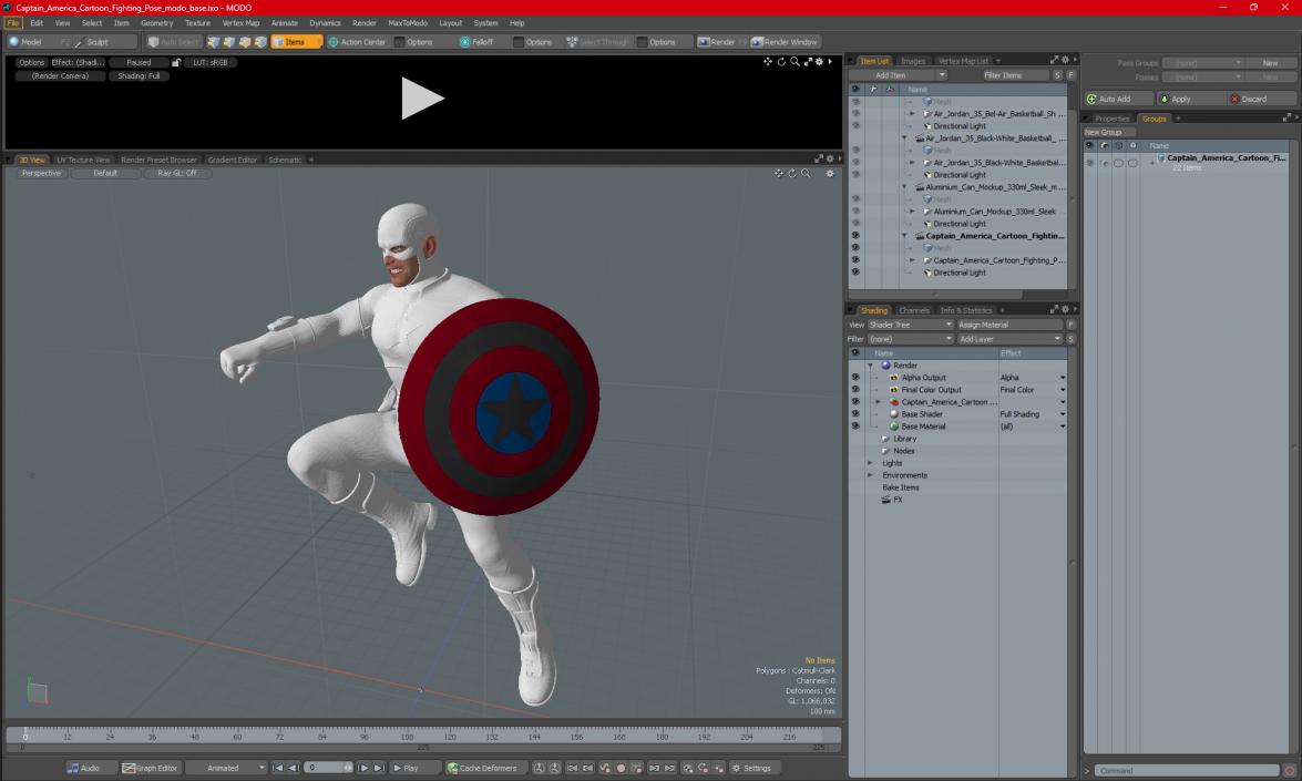 Captain America Cartoon Fighting Pose 3D