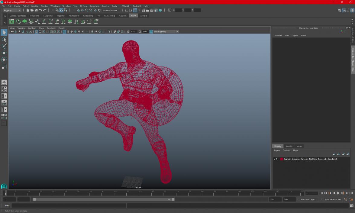 Captain America Cartoon Fighting Pose 3D