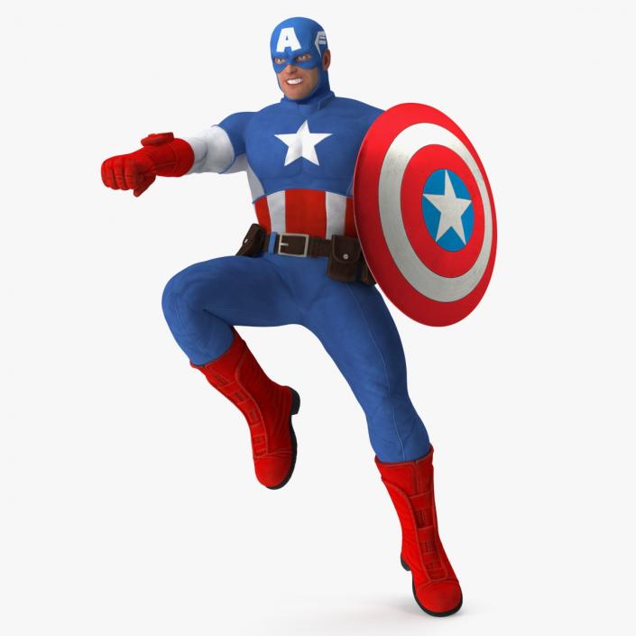 Captain America Cartoon Fighting Pose 3D