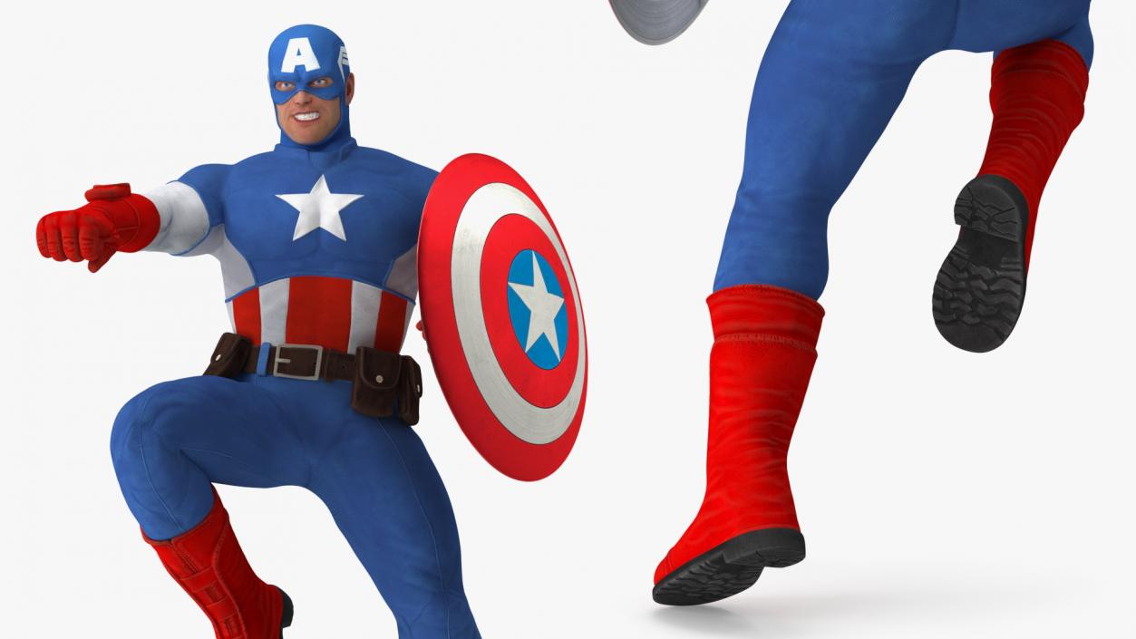 Captain America Cartoon Fighting Pose 3D