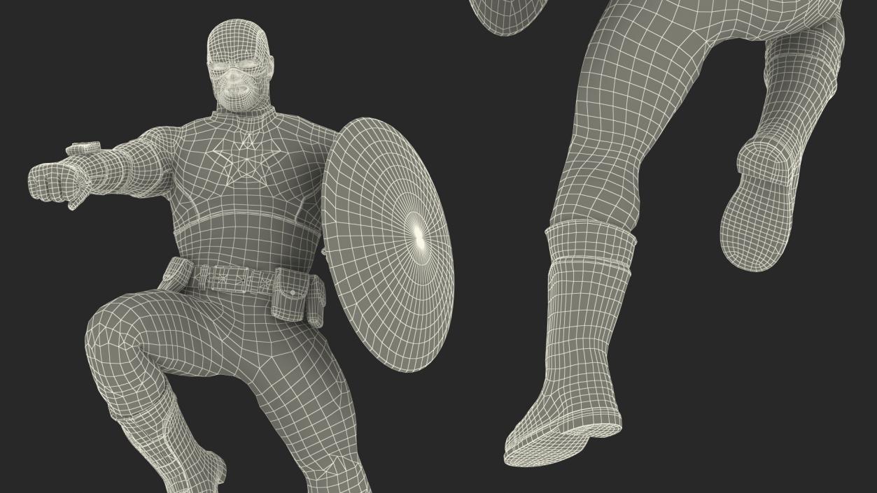 Captain America Cartoon Fighting Pose 3D