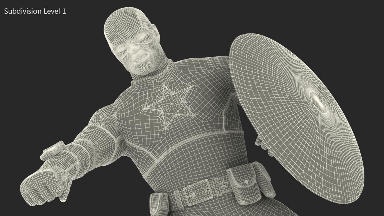 Captain America Cartoon Fighting Pose 3D