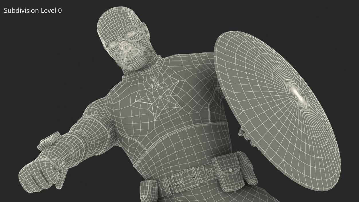 Captain America Cartoon Fighting Pose 3D