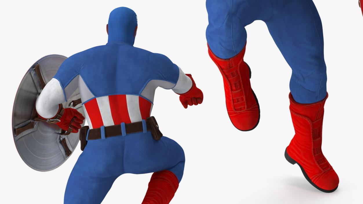 Captain America Cartoon Fighting Pose 3D