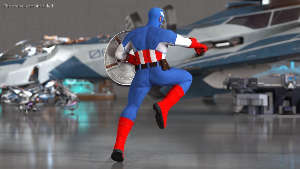 Captain America Cartoon Fighting Pose 3D