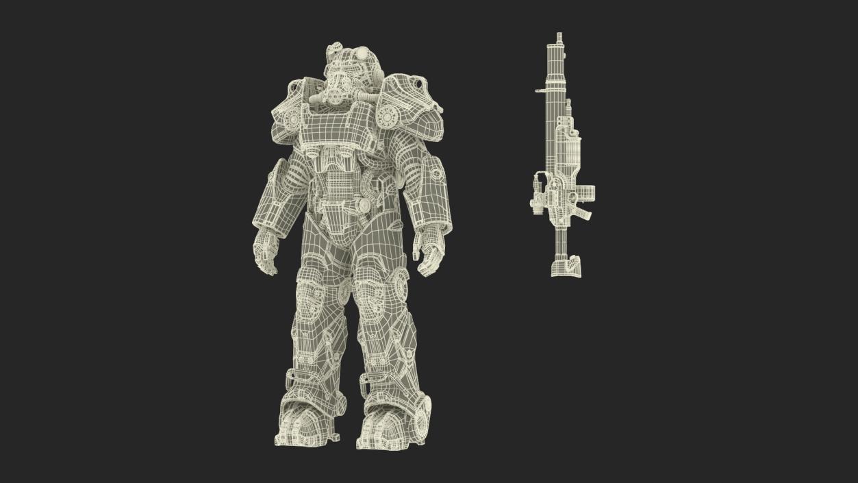 3D Fallout Power Armor T 60 with Rifle for 3D Print model