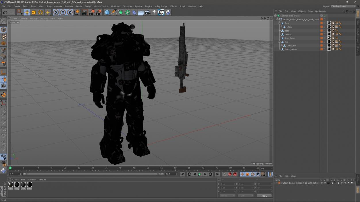 3D Fallout Power Armor T 60 with Rifle for 3D Print model