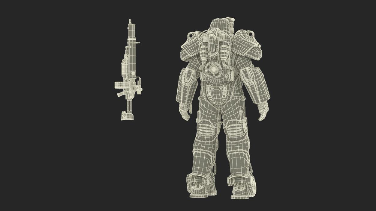 3D Fallout Power Armor T 60 with Rifle for 3D Print model