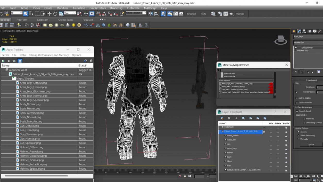 3D Fallout Power Armor T 60 with Rifle for 3D Print model