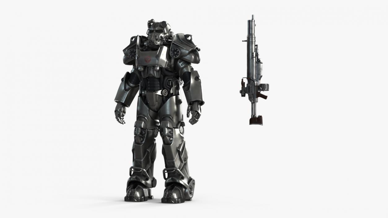 3D Fallout Power Armor T 60 with Rifle for 3D Print model