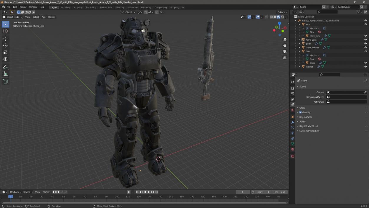 3D Fallout Power Armor T 60 with Rifle for 3D Print model