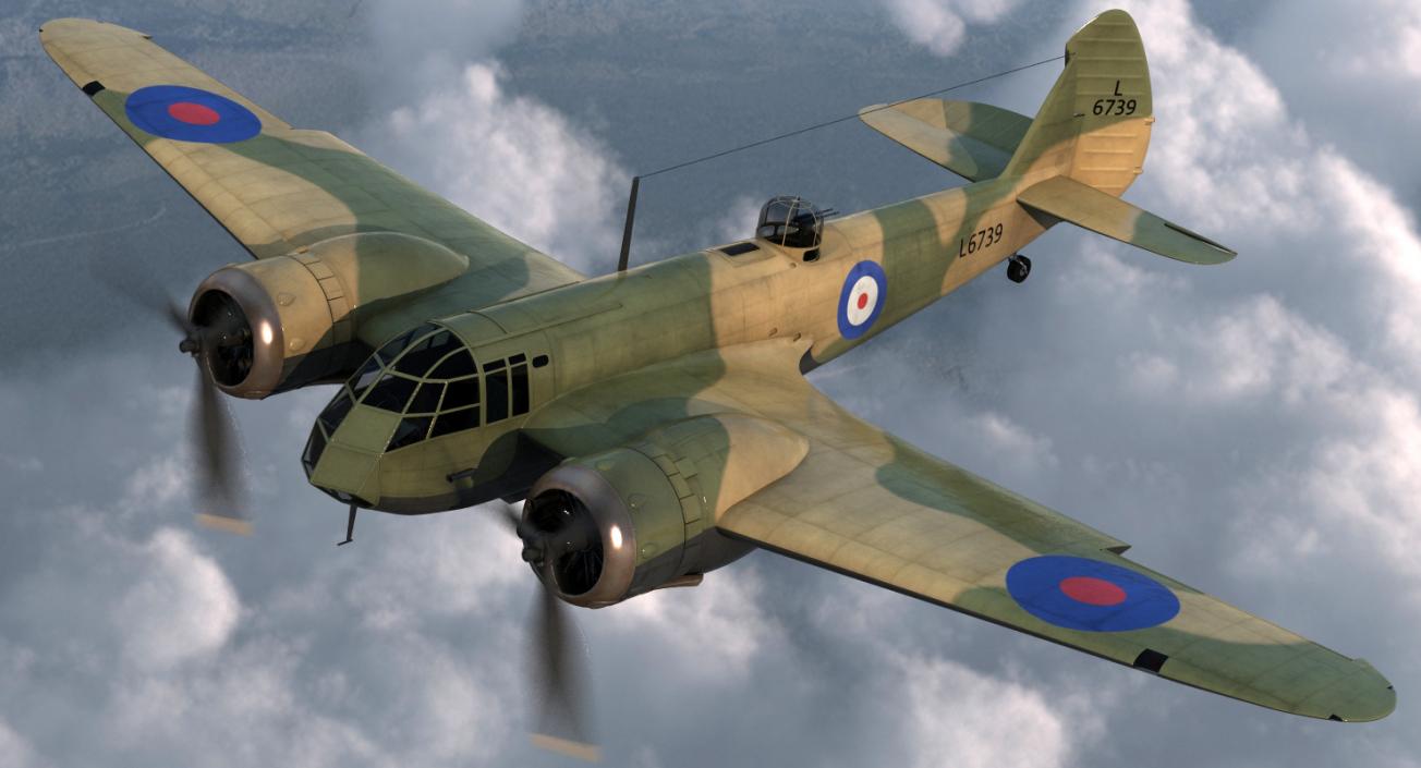 3D British Light Bomber Aircraft Bristol Blenheim