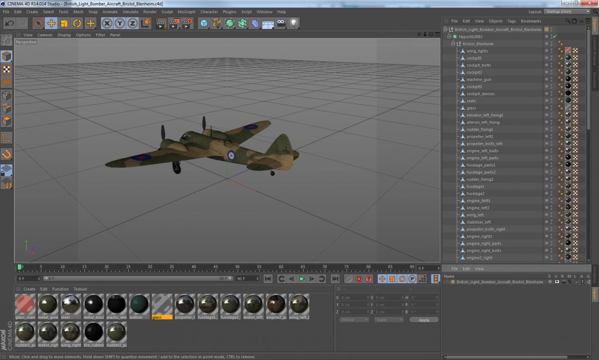 3D British Light Bomber Aircraft Bristol Blenheim