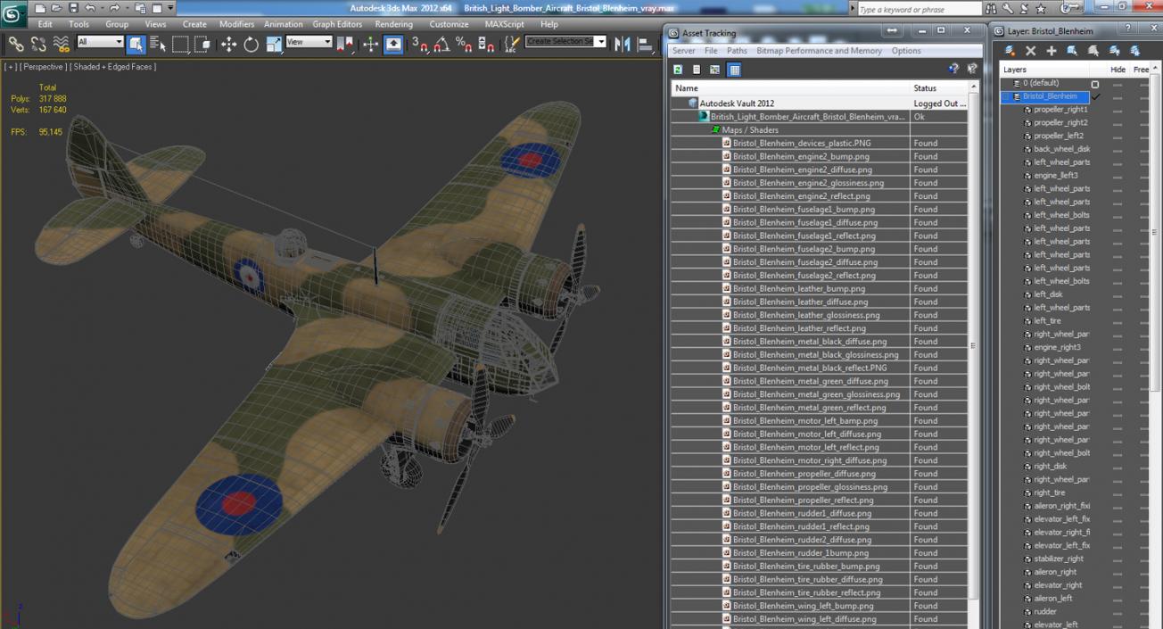 3D British Light Bomber Aircraft Bristol Blenheim