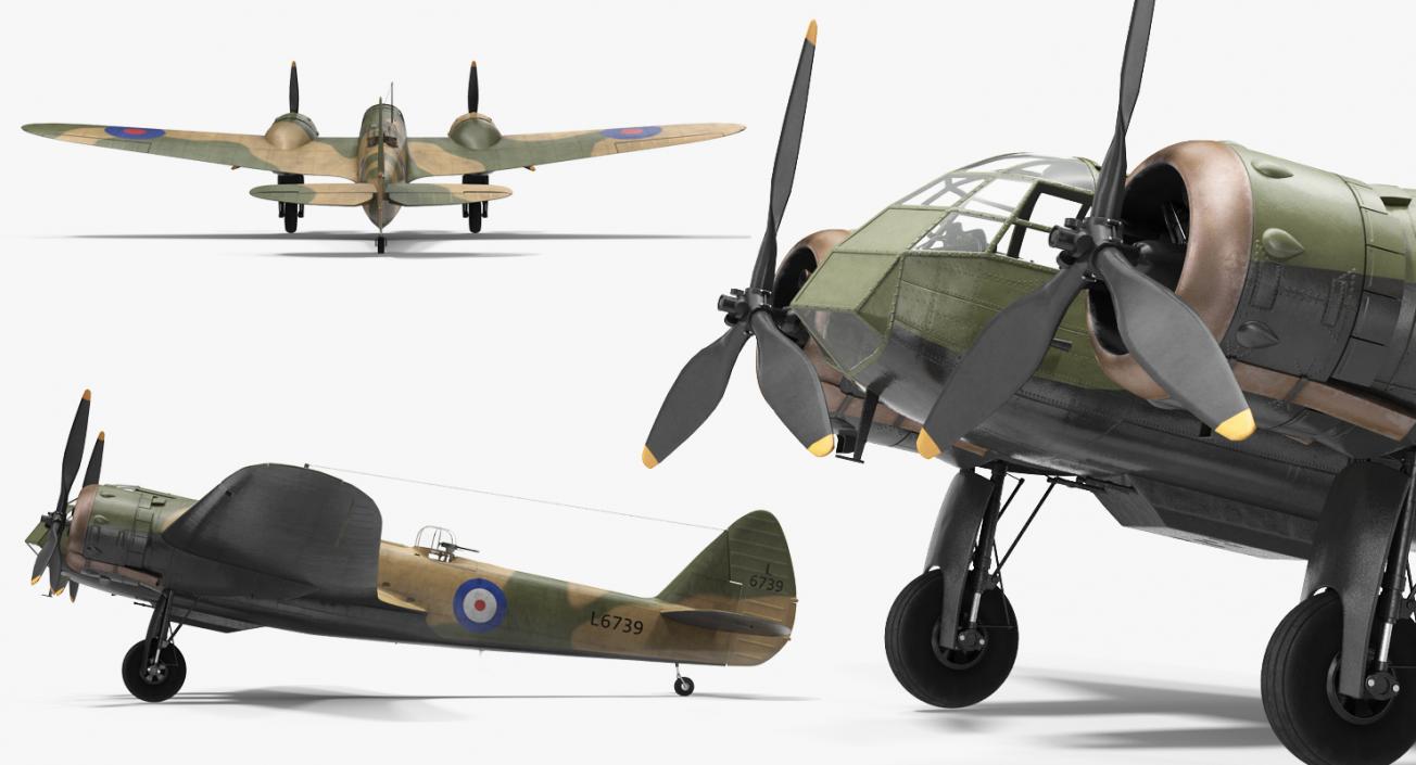 3D British Light Bomber Aircraft Bristol Blenheim