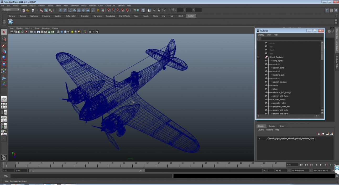 3D British Light Bomber Aircraft Bristol Blenheim