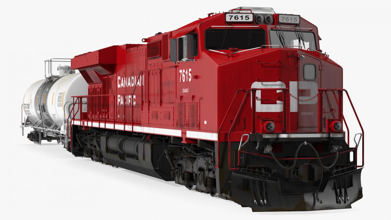 3D model Red Train Locomotive With Tank