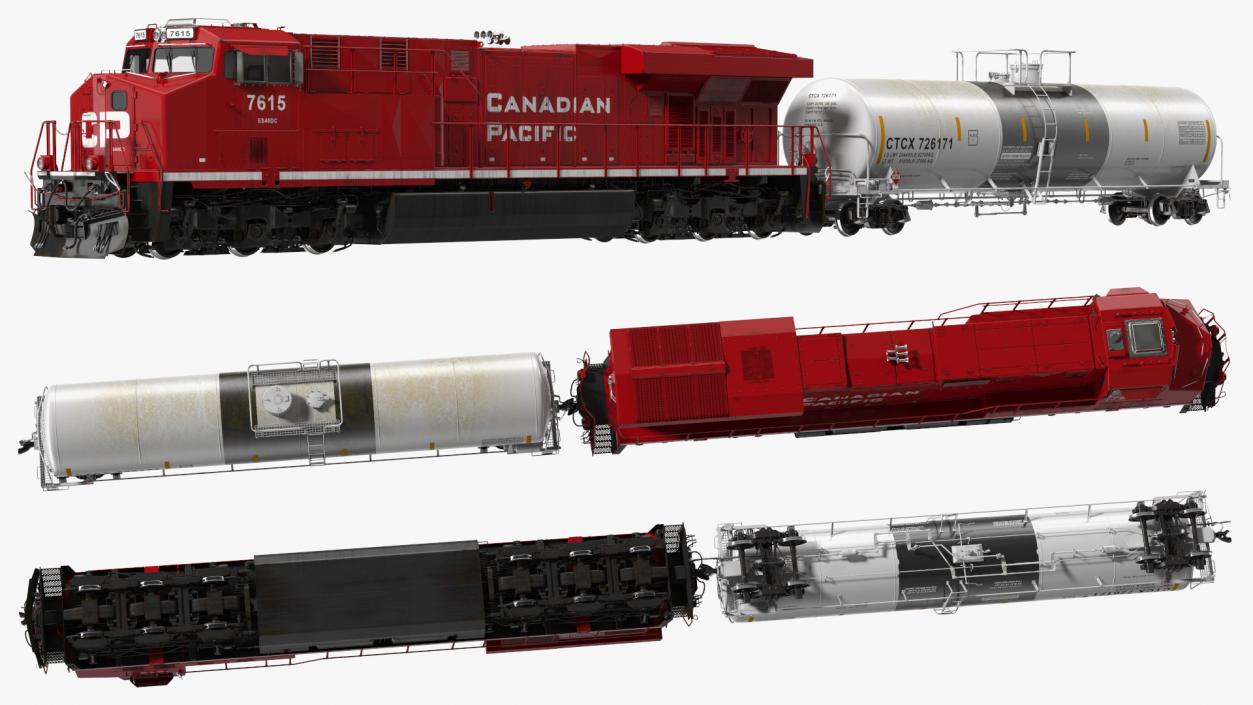 3D model Red Train Locomotive With Tank