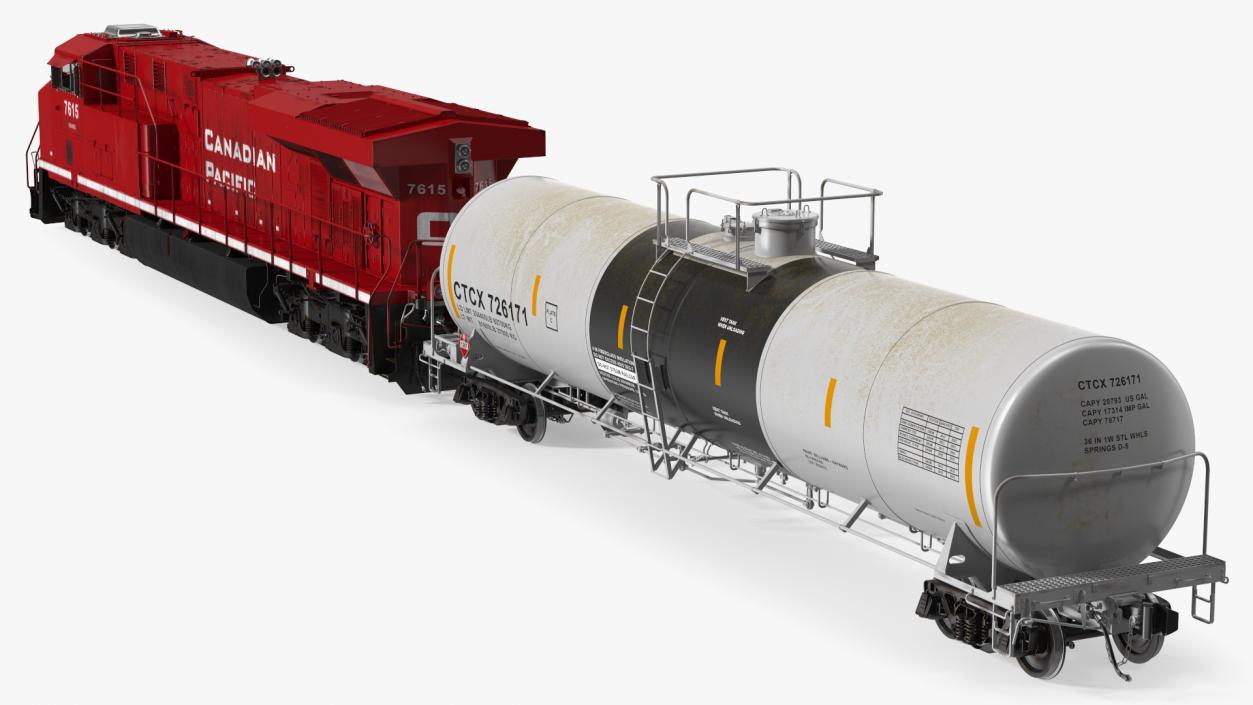 3D model Red Train Locomotive With Tank