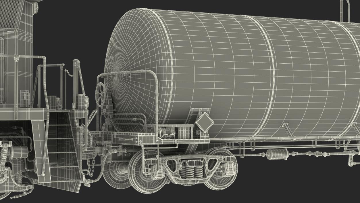 3D model Red Train Locomotive With Tank